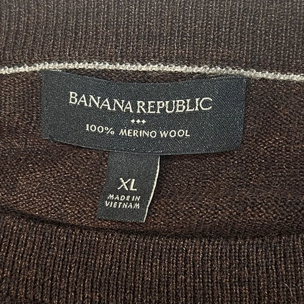 Banana Republic Mens XL Merino Wool‎ Sweater Dark Brown Raglan Crewneck Knit